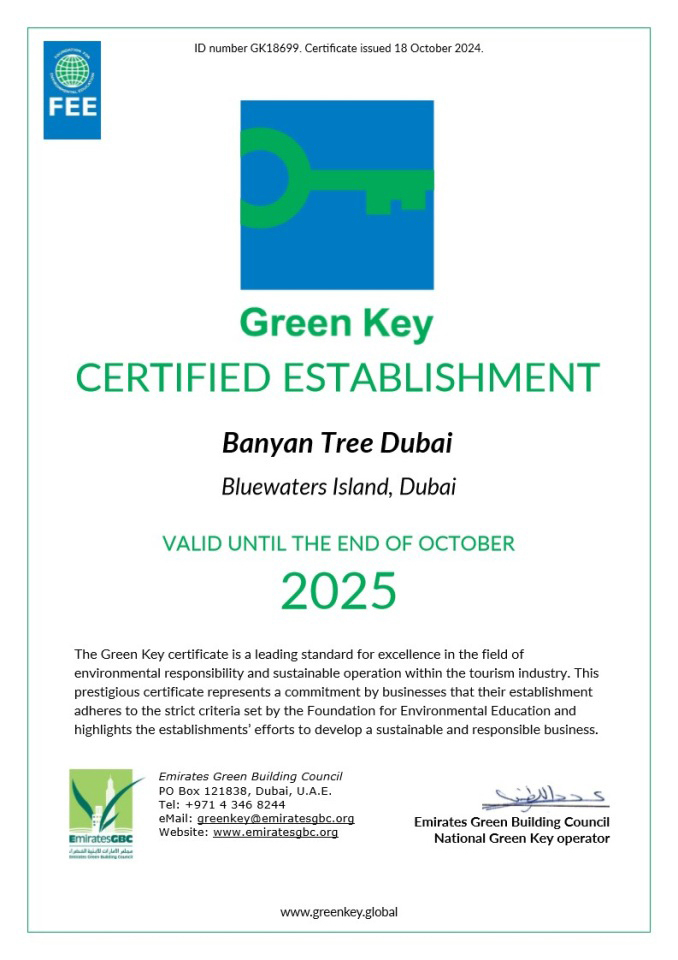 Green Key Certificate Green Key Certificate